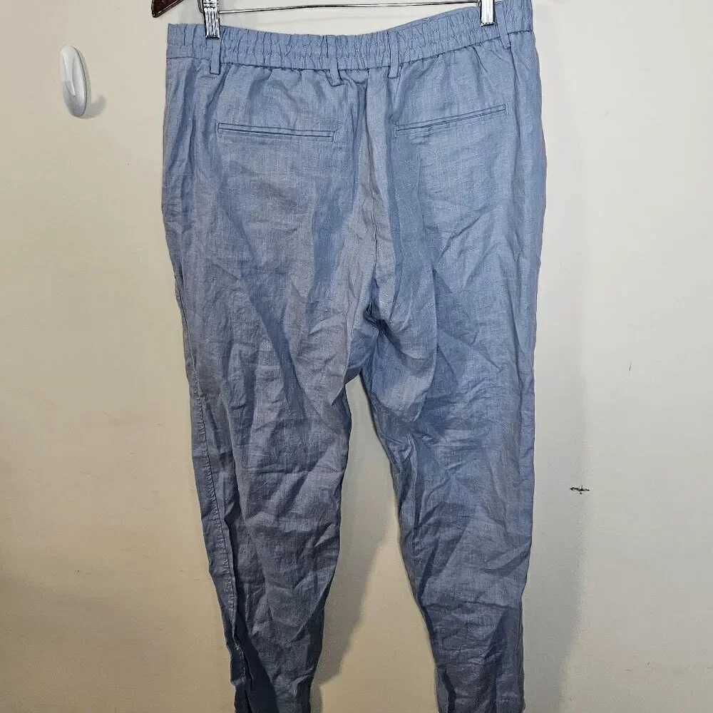 Zara Linen Cotton Lightweight Summer Womens Dress Pants Blue Size XL